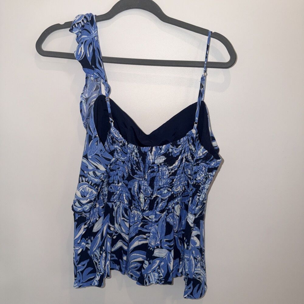 Lilly Pulitzer Auria Top Sz 16 Peplum Blue You’re The Zest High Tide Navy Resort - Picture 5 of 12